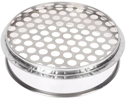 Ciieeo Stainless Steel Blueberry Grading Sifter 15mm Round Holes 20cm Diameter Food Sieve for Home Use, Pearl and Bean Sifting, Sturdy Kitchen Mesh Strainer