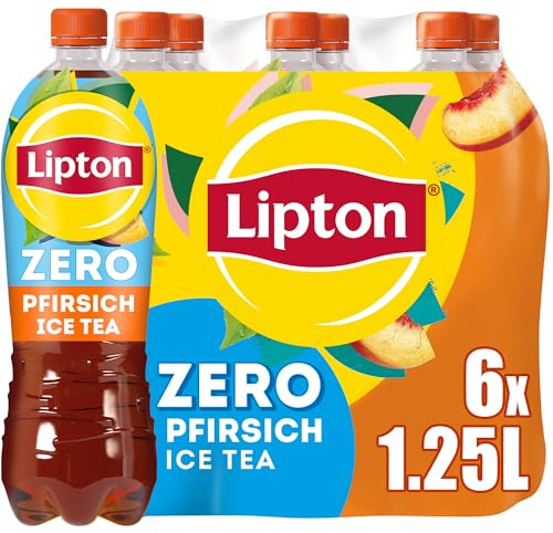 Lipton Ice Tea Zero Peach, 6x1,25l – zuckerfreier Eistee Pfirsich, Einweg