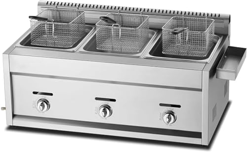 PixCy Freidora De Gas, Freidoras Industriales, Freidora a Gas Comercial, Freidora De Cocina, Encimera a Gas Profesional De Alta Capacidad,para Cocinar Alimentos,3tank
