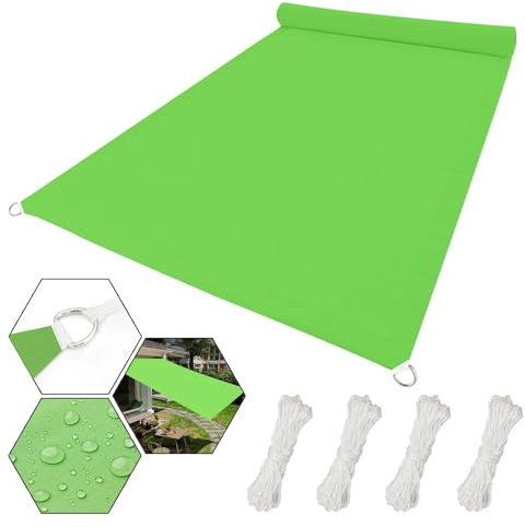 Tenda a Vela Impermeabile Rettangolare 4.5 x 6 m Panno Ombreggiante, Vela Ombreggiante Tenda a Vela Idrorepellente, Ombra, Protezione UV per Piante di Fiori da Giardino, Verde Tenero