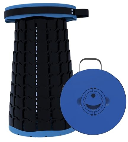 eBoutik - Portable Folding Telescopic Stool – Retractable Adjustable Pop Up Seat – Lightweight Travel Chair for Camping, Fishing etc - Dad's (Navy Blue)