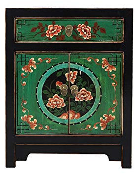 JINMUXUAN Nachttisch, Nachttisch, Nachttisch, chinesischer Retro-Stil, altes Distressed-Massivholz, gesteppt, für Wohnzimmer, Kleiner Spind, Montage, Seitenschrank, Eckschrank (Farbe: A) Beauty Comes