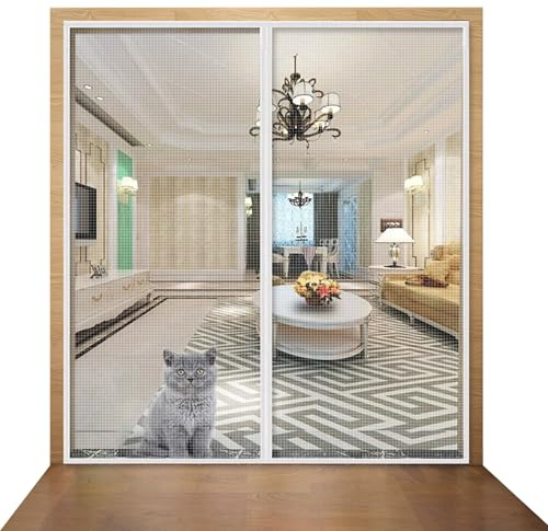 Fly Screen Door Insects Protection Door Mesh, Custom Size Insect Screen Fly Curtain, Anti Mosquito Mesh Door Screens Nets, Keeps Bugs Out Lets Fresh Air in (W*H:80 * 200cm,Position 2)