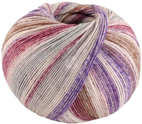 LANA GROSSA Cool Wool 4 Socks Print Fil à chaussettes en laine mérinos imprimé, en fils simples torsadés, 75 % laine vierge (mérinos), 100 g de laine, pour tricot et crochet