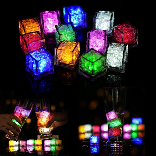 Lhdfyqt 12 st lampor för iskuber, lysande kuber, LED-isbitsbricka, LED-isbitsbricka, dekoration för julfest