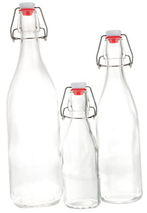 Garneck Verdicktes Glas-verschlussglas 3 Größen Luftdichte Aufbewahrung Für Bier Wein Saft Mehrzweck-flaschenset