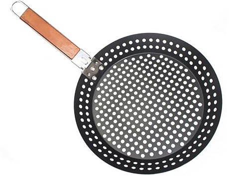 OKUMEYR Teglia Per Pizza Pieghevole Rivestimento Antiaderente Per Dolci Da Forno E Torte Al Foro Lungo Manico in Legno Per Barbecue Da Esterno