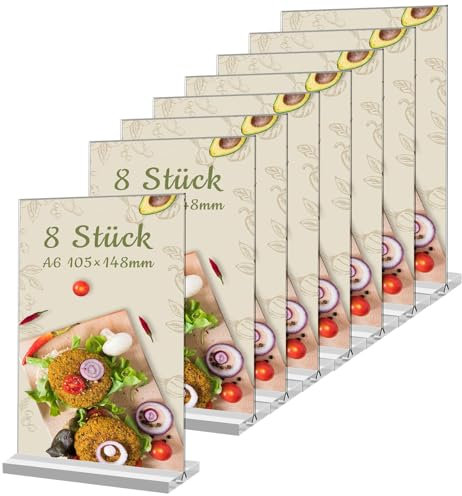 Yoosso 8 espositori da tavolo formato A6, in acrilico, per pubblicità, menu (15 x 10 cm)