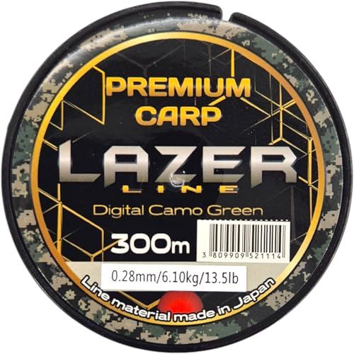 LAZER LINE Premium CARP Monofil Angelschnur 300m Dia 0,28mm Test 6,1kg | Barsch & Zander Angel - Spinner Angeln - Raubfisch Rig - Monofilament Angelsehne - Nylonfaden Vorfach – Vorfachschnur