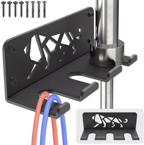 Kipika Vielseitiger Langhantelhalter zur Wandmontage mit 3 Haken, Aufbewahrungsregal für 3 Langhantelstangen, hält unter 33 mm Stangengröße und Fitness-Zubehör, platzsparende Fitness-Organisation für