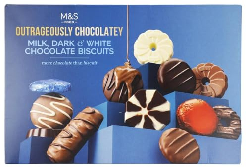 M&S outrageously Biscuit Selection - Milk, Dark & White Chocolate Selection 450g