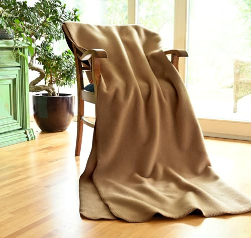 Lussuosa coperta in 100% pelo di cammello, capelli naturali, termoregolante, calda e leggera, beige, 150 x 220 cm