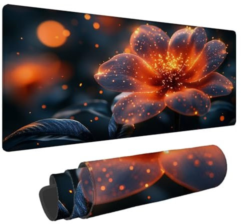Tapis de Souris Jaune Tapis de Souris XXL Fleurs 1500x800x4mm Tapis Souris Gamer, sous Main Bureau Ordinateur Portable, Mouse Pad Bords Cousus Caoutchouc Antidérapante, pour Souris et Clavier A-292