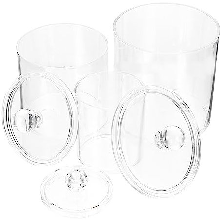 LIFKOME 3piezas Cajas De Almacenamiento Para Baño Transparente Caja Para Hisopos De Algodón Frasco De Boticario Para Baño Organizador De Para Maquillaje