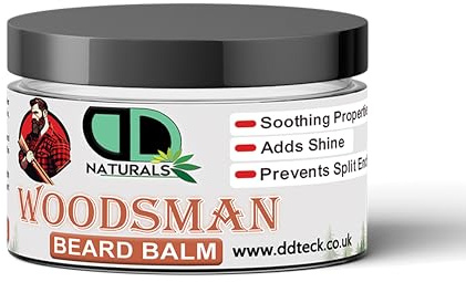 Woodsman - Balsamo per barba da uomo (100 grammi), formula condizionante senza risciacquo in cera d'api naturale per styling e cura, proprietà lenitive e previene le doppie punte
