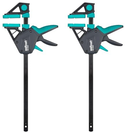 wolfcraft 2 Einhandzwingen PRO ERGO - Spannkraft 150 kg - Die komfortable Zwinge für den Allroundeinsatz - 300 mm Spannweite - Made in Europe - 8676060