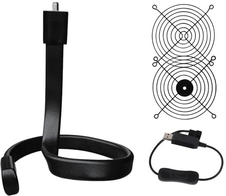 115mm×115mm Fan Grills Kit with Flexible Gooseneck Stand, 5V USB Boost 12V 3pin / 4pin Cable Fit Your 120mm Computer Fan for More Cooling Scenarios