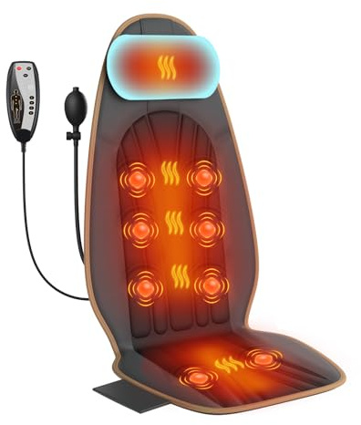 SLOTHMORE Back Massager for Chair, Heated Seat Cushion Massager with Neck Traction, Vibration Massage Pad for Full Body Massage for Office Chair, Home Use, Gifts for Mom Mother Dad