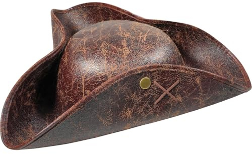 WANGWANG Chapeau de pirate marron pour adulte, accessoire médiéval à trois pointes, accessoire de costume de pirate pour fête à thème pirate, cosplay, carnaval