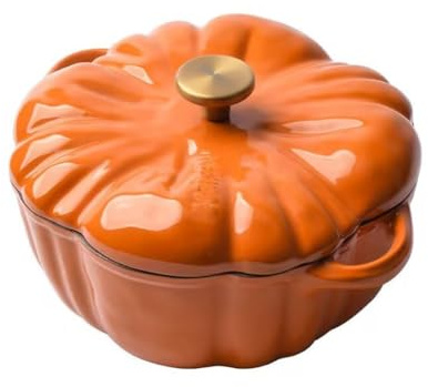 Horno holandés de calabaza esmaltada con tapa: cacerola antiadherente creativa, olla universal de cocina(21 * 12 * 8cm)