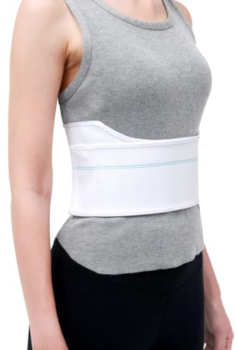 Pauline Broken Rib Brace for Women - Compression Chest Binder for Cracked Ribs Support & Chest Pain Relief - Rib Belt for Bruised Rib Cage (White, Fits 30”-45”)
