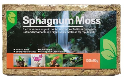 Sphagnum Moos - Naturmoos Getrocknet für Orchideen, Karnivoren & Terrarien - Hochsaugfähiges Langfaser-Moos als Pflanzsubstrat - Ideal für Umtopfen, Anzucht und Luftfeuchtigkeit