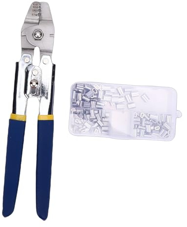 Sxhlseller Outil de Sertissage de Câbles Métalliques, Pince à Sertir Durable en Acier Inoxydable pour Garde-corps de Câbles, Kit de Manchons en Boucle en Aluminium de 150 Pièces pour Garde-corps de