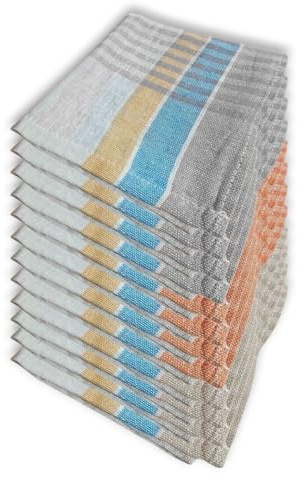 GX GARGIX Set 12 Strofinacci Canovacci Cucina in Cotone Tinto Filo 50x70 cm, Assorbenti e Resistenti, Panni Cucina Multiuso (GX/LSMR-3)