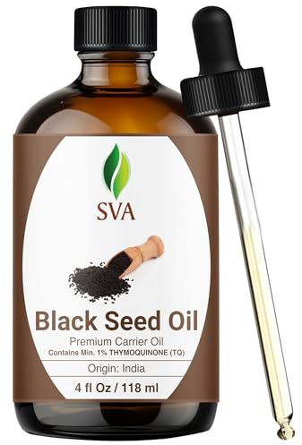 SVA Organics Nigella Sativa Black Cumin Seed Oil Organic Cold Pressed 118 ml (4 Oz) Kalonji 100% Pure Natural USDA Certified Unrefined Therapeutic Grade
