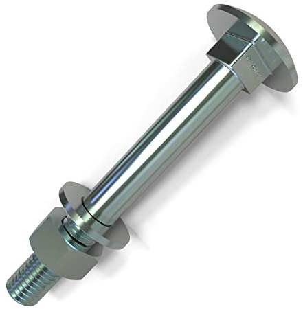 10 Stück Schlossschrauben M10 x 200 Flachrundkopfschrauben + Muttern und U-Scheiben Länge 30-200mm Auswahl: 10x M10x200