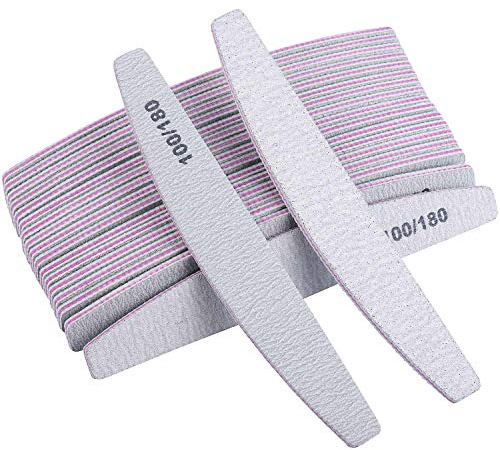 BTYMS 25Pcs 100/180 Grit Nail File and Buffer Professional Double-Sided Emery Boards for Acrylic, Gel & Natural Nails