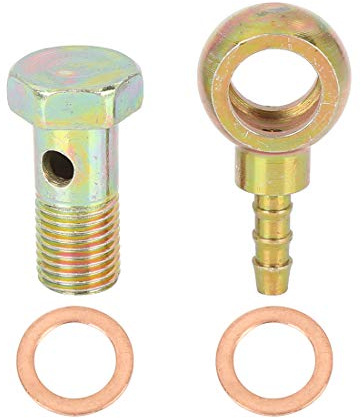 X AUTOHAUX 12mm Banjo Schlauch Fitting 1 Set Metall Für Auto Motorrad | 5mm Barb Außendurchmesser, M12x1.25 Gewinde, Für Bremssystem, Kraftstoffzufuhr, Motor, CNC-Bearbeitung