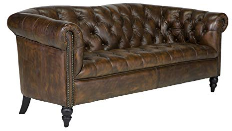 Woodkings® Chesterfield Shelford Sofa 3-Sitzer Echtleder Couch Bürosofa Polstermöbel 3er antik Unikat Herrenzimmer englisches Ledersofa Stilsofa Clubsofa (antik braun)
