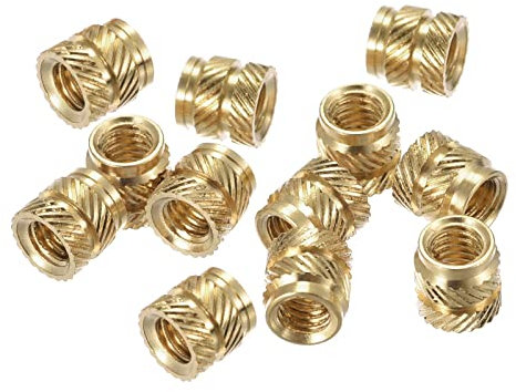 sourcing map 60Stk. Einbettung Muttern Messing Innengewinde Rändelmutter M4 x 6mm L x 6mm Außendmr.