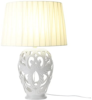 Hervit Lampada potiche Ovale Traforata Lampada BAROCCA Bianco H48 cm