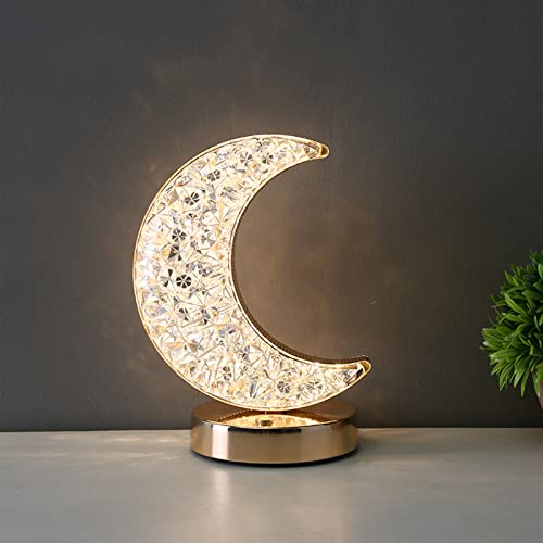 Lampada da tavolo creativa forma luna cristallo USB acrilico KWQBHW lampada notte camera bambini decorazione romantica