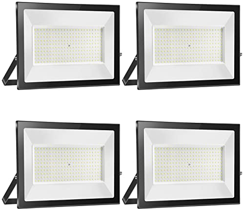 Royana 4 Stücke 200W LED Strahler Außen, 20000LM Superhell LED Außenwandleuchten, 3000K Warmweiß LED Scheinwerfer, IP65 Wasserdicht LED Fluter Flutlicht für Garten,Garage, Hotel, Sportplatz