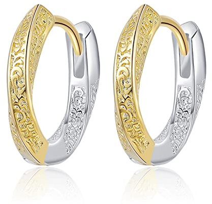 Bellitia Jewelry Modeschmuck Ohrringe Creolen Hypoallergener Ohrschmuck aus 925 Sterling Silber, Vintage Creolen Zwei Farben Ranke Hohle Ohrringe Feiner Ohrschmuck für Frauen Damen