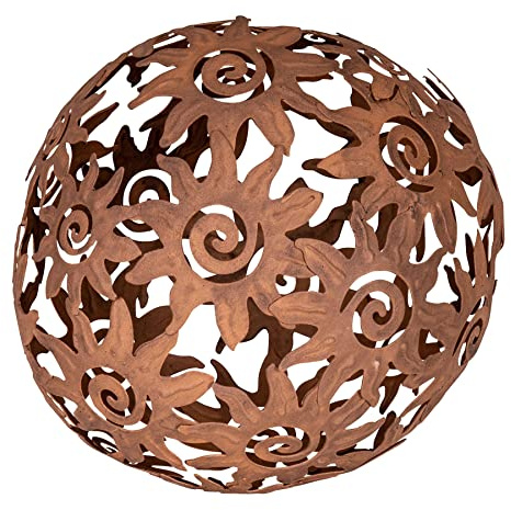 levandeo Gartendeko Rost Kugel Ø 18cm Garten Metallkugel Braun Dekokugel Sonne Rostdeko Rostoptik Edelrost
