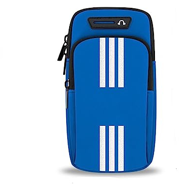 Tasche da braccio per cellulare,borsa sportiva,Fascia da Braccio Running,Porta Cellulare per Correre,per sport all'aria aperta, con jack per cuffie e due tasche per,fitness. (Blu)