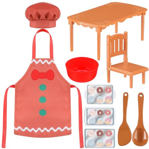 Syhood Set di accessori per bambole di Natale, mongolfiera, scooter, panettiere, vestiti per la cura dei costumi, figure di Natale, vestito da festa (stile panettiere)