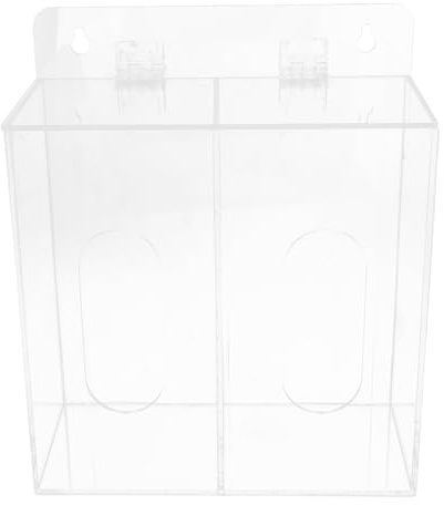 SOLUSTRE Wall Mounted Glove Dispenser and Mask Holder with Dual Compartments Clear Acrylic Storage Box for Clinic and Laboratory Organization