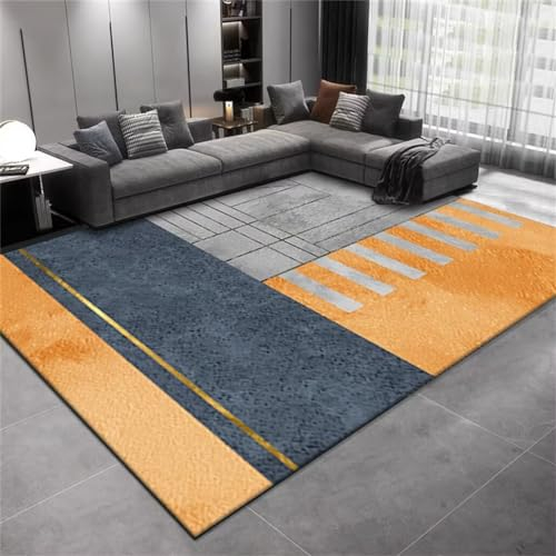 Xiaosua Küchen Teppiche60x110CM Teppich Jungen küche waschbar rutschfest Leicht zu reinigender mit modernem geometrischem Muster orange