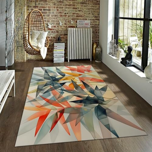 LANDERSION extra weicher Teppich Tinte Teppiche mehrfarbige Bambusblatt-Teppiche für Moderne rutschfeste Bodenteppiche für Sofa Wohnzimmer Schlafzimmer Dekor 160x230cm