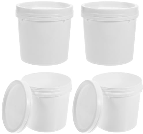 iplusmile Secchio Con Coperchio Secchio Alimenti 1 Litro in Plastica Per Acqua Contenitore Per Vernice Vuoto Portatile Set Da 4 Pezzi Chiusura Ermetica Per Trasporto E Conservazione