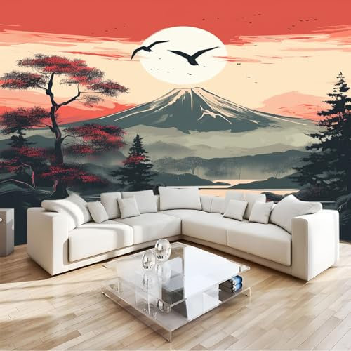 Fotomural atardecer nieve paisaje de montaña Fotomural Pared, 250x175 cm Papel Pintado 3D, Fotomurales Decoración de Comedores Moderna Lana Sala Cuarto Salón
