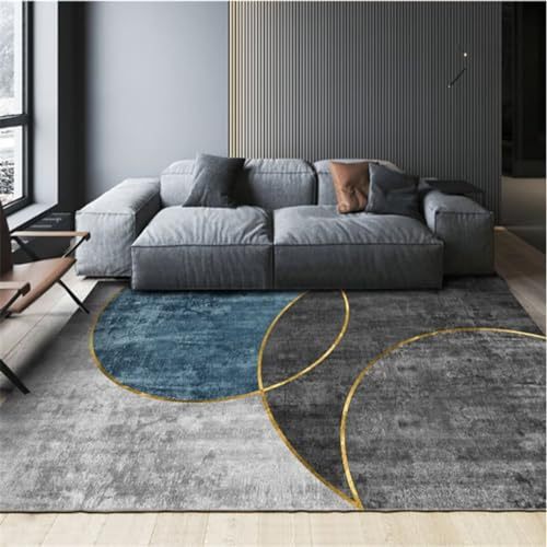 RUGMRZ Fleckerlteppich Teppich Balkon Wetterfest grau-blau minimalistisches Design Schlafzimmerteppich Sofateppich waschbar Anti Rutsch Teppich 100X200CM