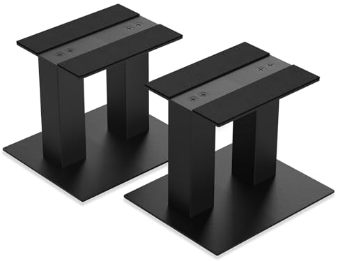IBVIVIC Desktop Lautsprecherständer Metall Boxenständer für kleine und mittlere Computerlautsprecher Belastung bis zu 30KG, Schwarz, 2er-Set für Lautsprecherboxen (Regulär)