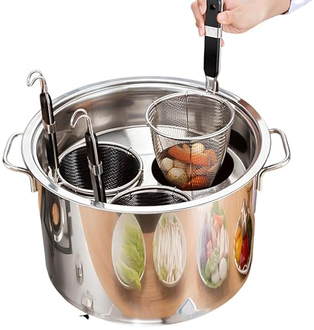 WXFKLDJ Set di Inserti per Cuocipasta in Acciaio Inossidabile Pentola per Pasta Commerciale 3 Fori con Inserto Colino Scolapasta Pentola per Cucina Domestica Ristorante Molteplici Prelibatezze