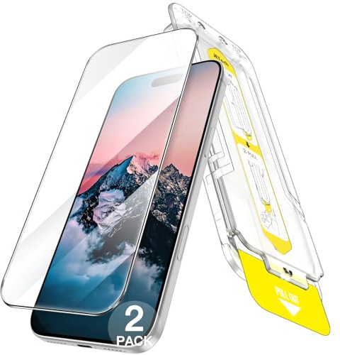 JETech Skärmskydd för iPhone 16 Pro 6,3-Tum, 10 Sekunders Superenkel Installation med Ett Steg Inriktningsfack, Bubbla-Fri Härdat Glasfilm, Case-Friendly, HD Klar, 2-Pack